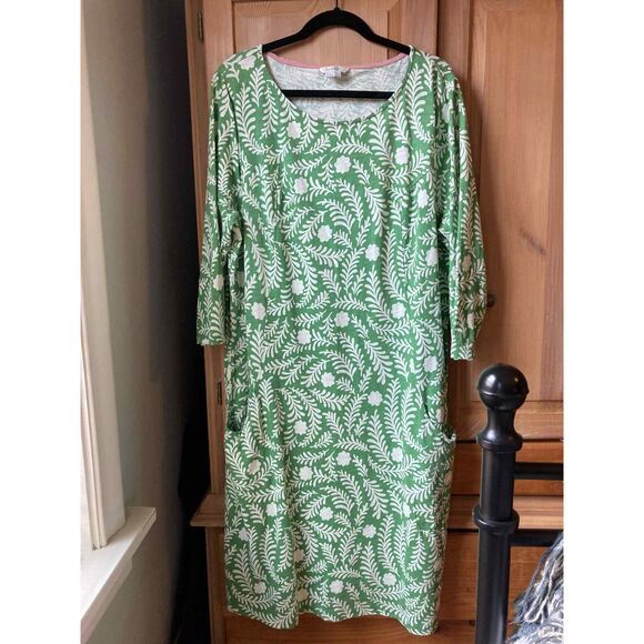 Boden | Soft Green Botanical Floral Dress w/ Pockets | Size 18L - Picture 2 of 5